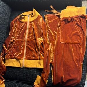 Velour Set with Flare Pants & Fitted Jacket